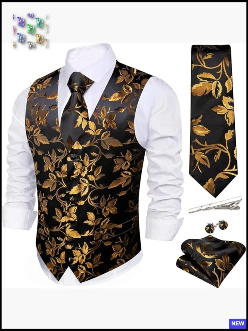 Formal Silk Vest Set Paisley Jacquard Elegant Wedding Groomsmen Classic Fit